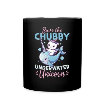 Drôle d’animal narval sauver la licorne potelée - Mug uni - noir - Devant
