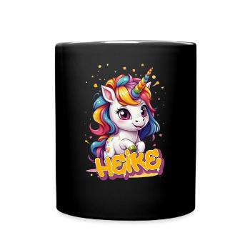 HEIKE - Beau prénom de fille avec une jolie licorne - Mug uni - noir - Devant