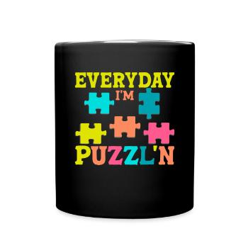 Jigsaw Puzzle Piece Puzzle Lover - Full Colour Mug - black - Front