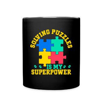 Jigsaw Puzzle Piece Puzzle Lover - Full Colour Mug - black - Front