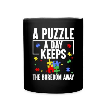Jigsaw Puzzle Piece Puzzle Lover - Full Colour Mug - black - Front