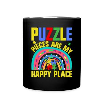 Jigsaw Puzzle Piece Puzzle Lover - Full Colour Mug - black - Front