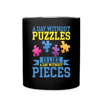 Jigsaw Puzzle Piece Puzzle Lover - Full Colour Mug - black - Front