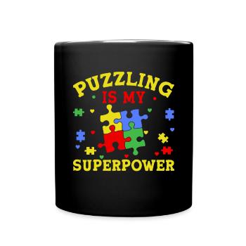 Jigsaw Puzzle Piece Puzzle Lover - Full Colour Mug - black - Front