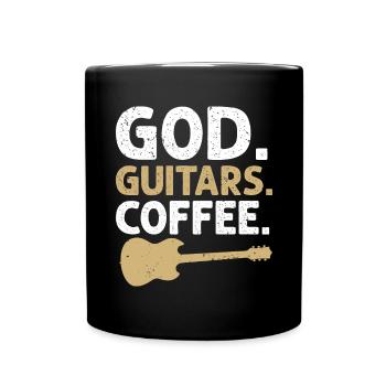 God Guitars Coffee Christian Guitarist - Full Colour Mug - black - Front
