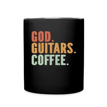 God Guitars Kaffee Christliche Gitarristin - Tasse einfarbig - Schwarz - Vorne