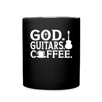 God Guitars Kaffee Christliche Gitarristin - Tasse einfarbig - Schwarz - Vorne