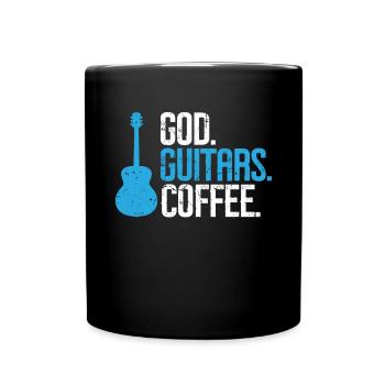 God Guitars Kaffee Christliche Gitarristin - Tasse einfarbig - Schwarz - Vorne