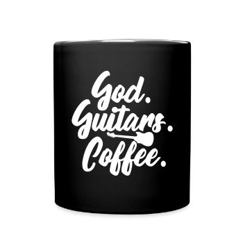 God Guitars Kaffee Christliche Gitarristin - Tasse einfarbig - Schwarz - Vorne