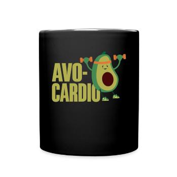 Avo-Cardio Funny Pun Workout Avocado - Full Colour Mug - black - Front