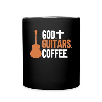 God Guitars Kaffee Christliche Gitarristin - Tasse einfarbig - Schwarz - Vorne