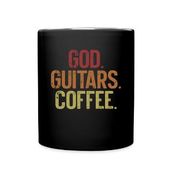 God Guitars Coffee Christian Guitarist - Full Colour Mug - black - Front
