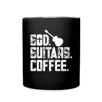 God Guitars Kaffee Christliche Gitarristin - Tasse einfarbig - Schwarz - Vorne