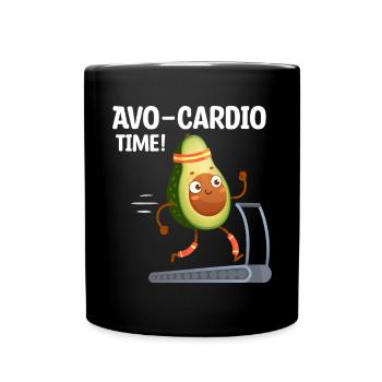 Avo-Cardio Funny Pun Workout Avocado - Full Colour Mug - black - Front
