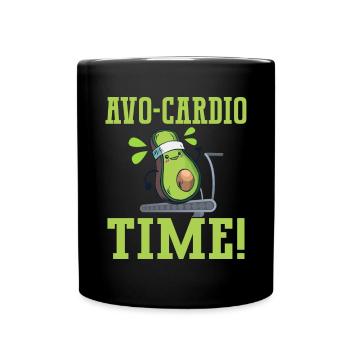 Avo-Cardio Funny Pun Workout Avocado - Full Colour Mug - black - Front