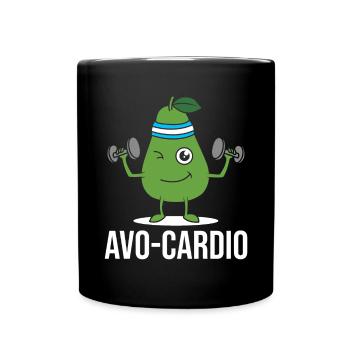Avo-Cardio Funny Pun Workout Avocado - Full Colour Mug - black - Front
