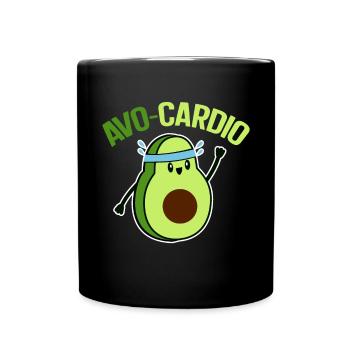 Avo-Cardio Funny Pun Workout Avocado - Full Colour Mug - black - Front