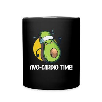 Avo-Cardio Funny Pun Workout Avocado - Full Colour Mug - black - Front