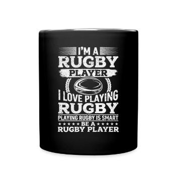 I love playing Rugby Playing Rugby is smart Be a R - Full Colour Mug - black - Front