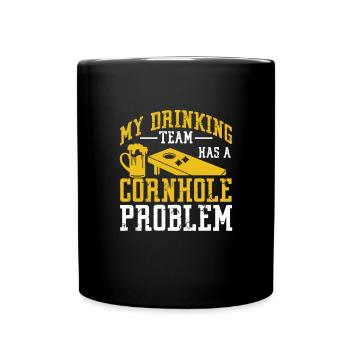 Cornhole Beanbag Sackloch Geschenk - Tasse einfarbig - Schwarz - Vorne