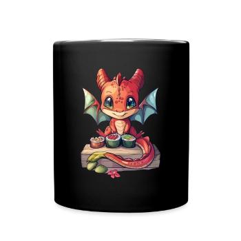 Drache Sushi Japanisch Kawaii - Tasse einfarbig - Schwarz - Vorne