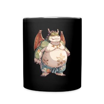Drache Sumo-Ringer Japanisch Kawaii - Tasse einfarbig - Schwarz - Vorne