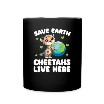 Sauvez la Terre Les guépards vivent ici Jour de la Terre - Mug uni - noir - Devant