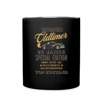 25. Geburtstag Oldtimer TOP ZUSTAND - Tasse einfarbig - Schwarz - Vorne