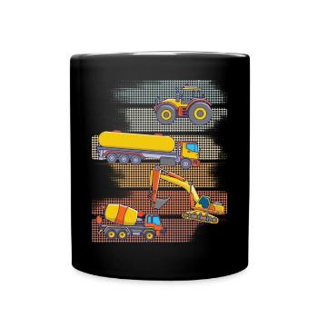 Bagger Lkw Traktor .... - Tasse einfarbig - Schwarz - Vorne
