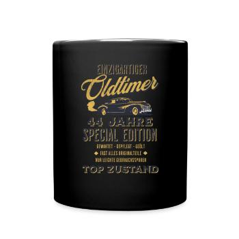 44. Geburtstag Oldtimer TOP ZUSTAND - Tasse einfarbig - Schwarz - Vorne