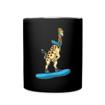 Giraffe Snowboarder Snowboard - Full Colour Mug - black - Front
