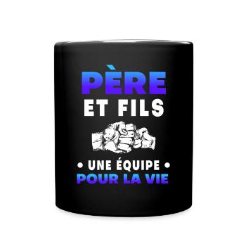 Father, Son, Shot, Team Duet, Man, Dad - Full Colour Mug - black - Front