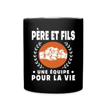 Vater Sohn Vintage Retro Schuss Stich Papa - Tasse einfarbig - Schwarz - Vorne
