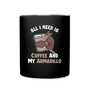 Le café et mon tatou Fée rose Cingulata - Mug uni - noir - Devant