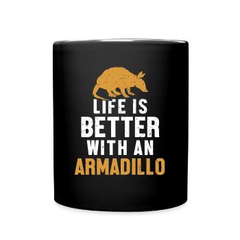 La vie est meilleure avec un tatou rose fée amoureux - Mug uni - noir - Devant