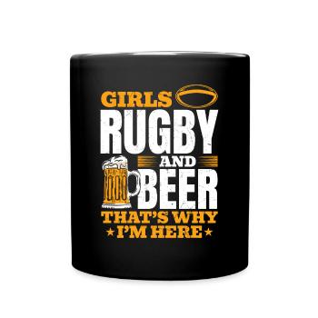 Le rugby féminin et la bière, c’est pour ça que je suis là - Rugby Q - Mug uni - noir - Devant