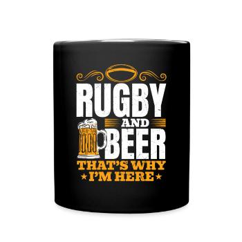 Le rugby et la bière, c’est pour ça que je suis là - Citation de Rugby - Mug uni - noir - Devant