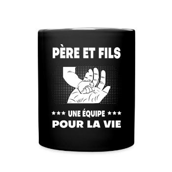 Hand Held Father and Son Duo Man Team Gift Dad - Full Colour Mug - black - Front