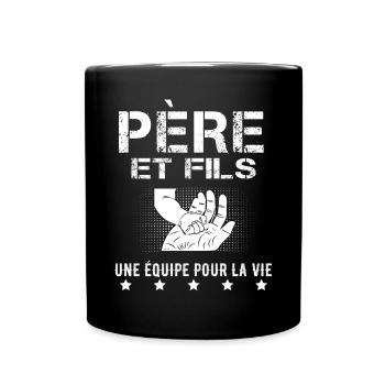 père et fils main cadeau papa - Mug uni - noir - Devant