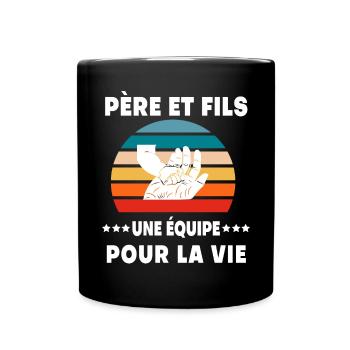 Vater und Sohn Vintage Retro handgemachtes Geschenk Papa - Tasse einfarbig - Schwarz - Vorne