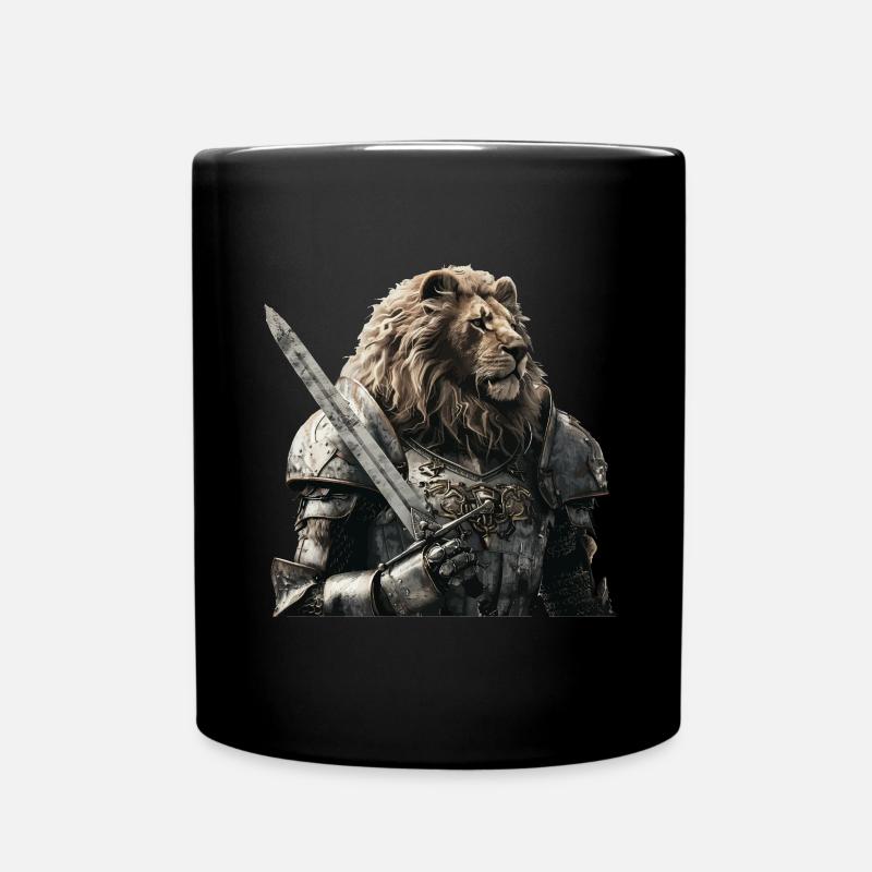 Löwe Ritter Mittelalter - Tasse einfarbig - Schwarz