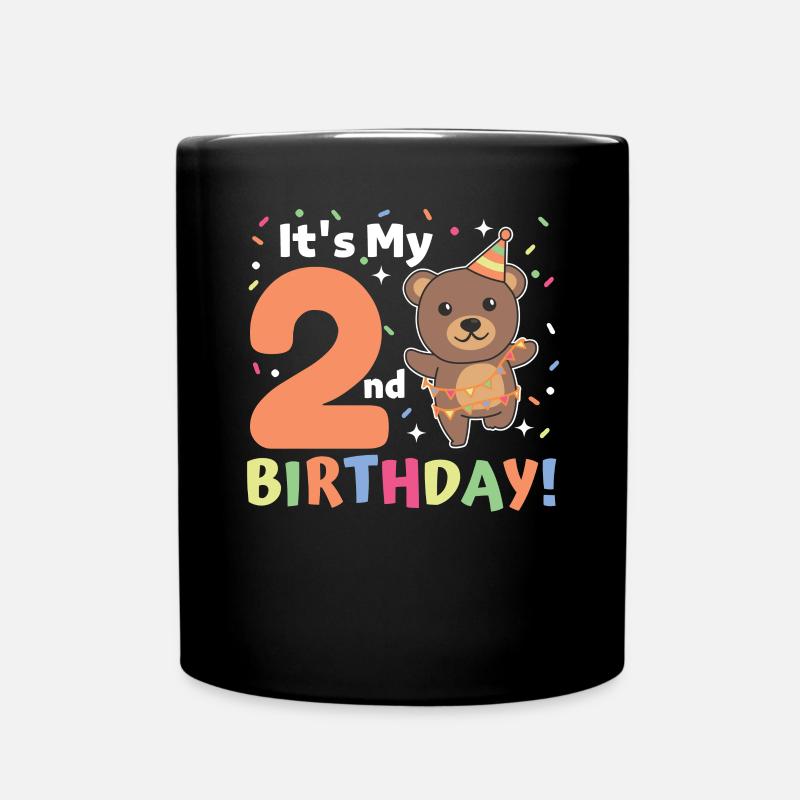 Bär zum 2. Geburtstag Kinder zwei Jahre alt - Tasse einfarbig - Schwarz