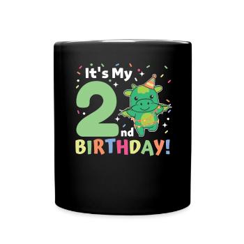 Drache zum 2. Geburtstag Kinder zwei Jahre alt - Tasse einfarbig - Schwarz - Vorne
