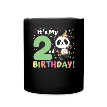 Panda for 2nd birthday children two years old - Full Colour Mug - black - Front