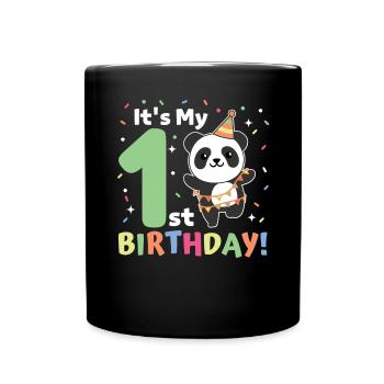 Panda for 1st birthday for children one year old - Full Colour Mug - black - Front