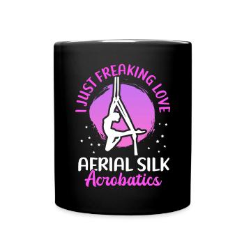Cadeau d’acrobaties en tissu vertical en soie aérienne - Mug uni - noir - Devant