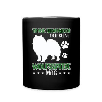 Wolfspitz don't trust Keeshond - Full Colour Mug - black - Front