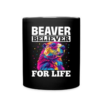 Funny Beaver Animal Beaver believer for life - Full Colour Mug - black - Front