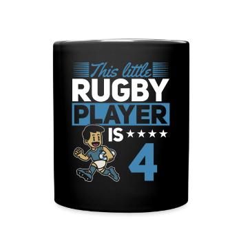 4ème anniversaire Enfants Joueur de Rugby - Mug uni - noir - Devant