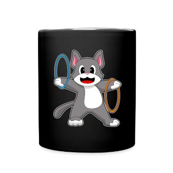 Katze Fitnessreifen Workout Gymnastik - Tasse einfarbig - Schwarz - Vorne